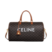 Celine Medium Travel Bag in Triomphe Canvas with Celine Print Tan