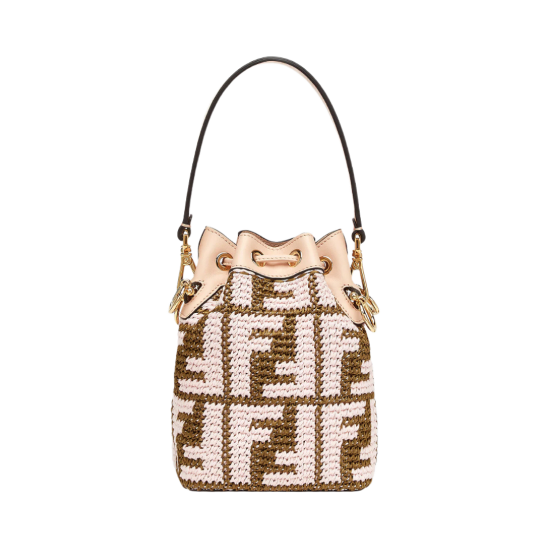 펜디 몬트레조 라피아 미니 버킷백 베이지 핑크(Fendi Mon Tresor Raffia Mini Bucket Bag Beige Pink) - 4