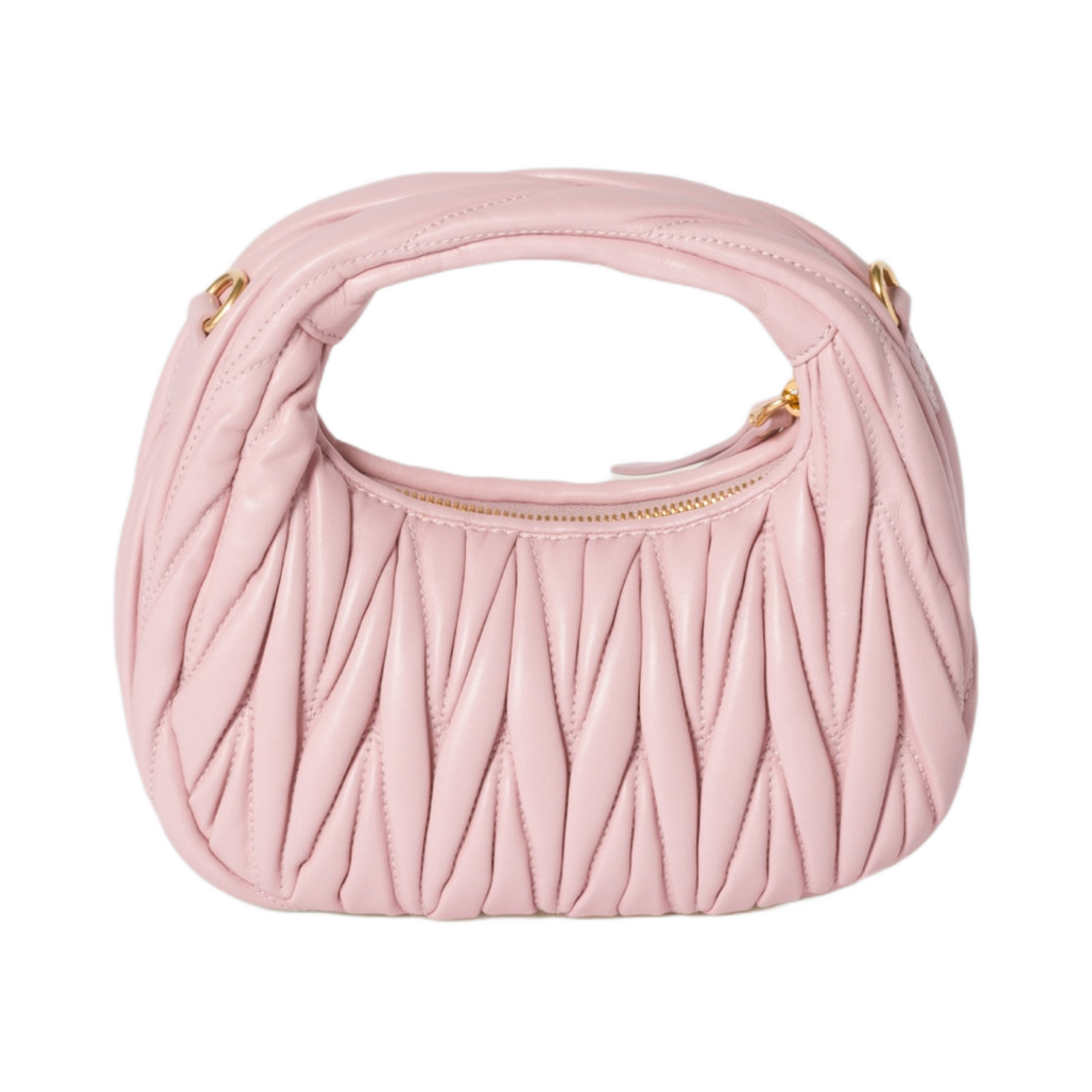 미우 미우 완더 마테라쎄 나파 레더 호보 미니 백 앨러배스터 핑크(Miu Miu Wander Matelasse Nappa Leather Hobo Mini Bag Alabaster Pink) - 2