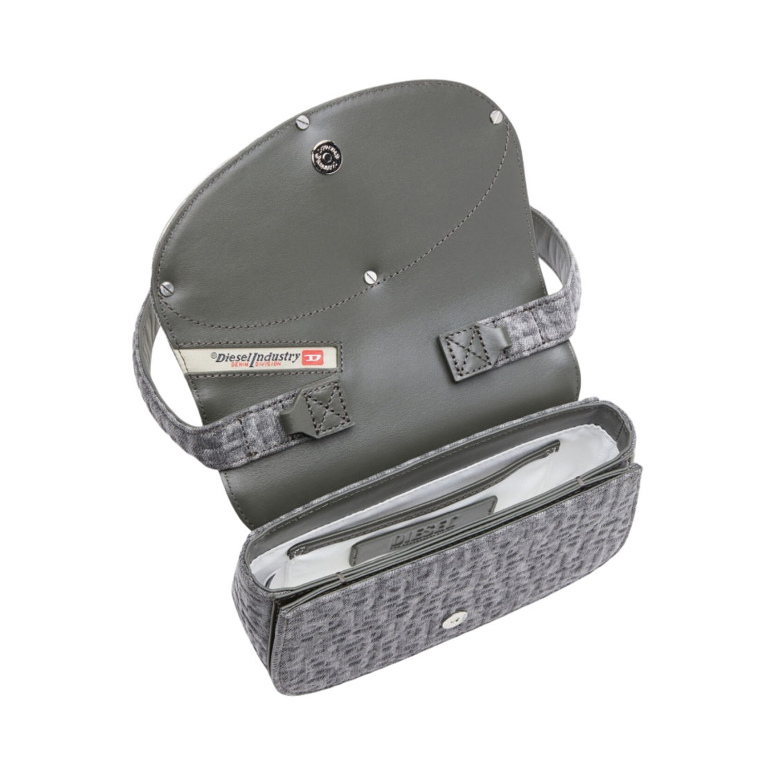 디젤 1DR 숄더백 모노그램 데님 다크 그레이(Diesel 1DR Shoulder Bag in Monogram Denim Dark Grey) - 4