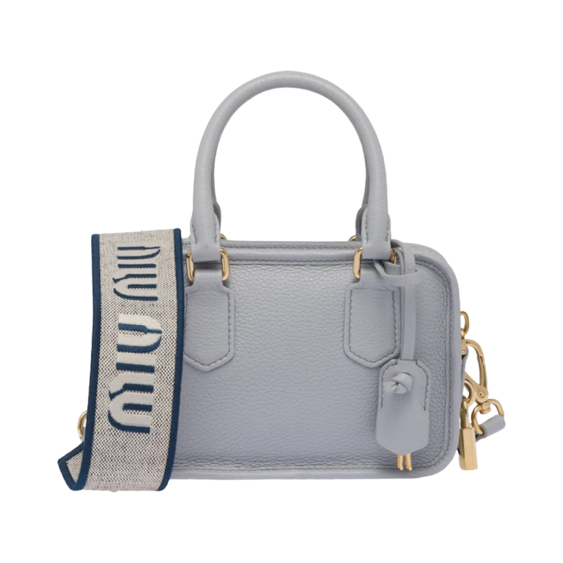 미우 미우 가죽 숄더 스트랩 탑 핸들백 콘플라워(Miu Miu Leather Shoulder Strap Top Handle Bag Cornflower) - 3