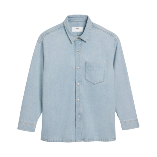 AMI de Coeur Oversized Overshirt in Javel Indigo Denim Bleached Denim