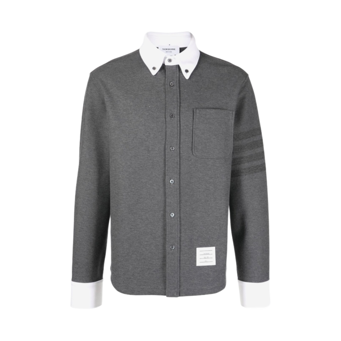 톰브라운 더블 페이스 테크 트윌 사선 버튼 다운 셔츠 자켓 미디움 그레이(Thom Browne Double Face Tech Twill 4-Bar Button Down Shirt Jacket Medium Grey) - 1