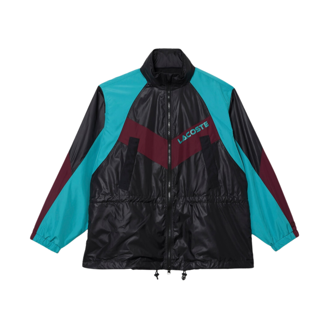 (W) 라코스테 컬러 블록 롱 트랙 자켓 블랙 블루 보르도((W) Lacoste Color Block Long Track Jacket Black Blue Bordeaux) - 1