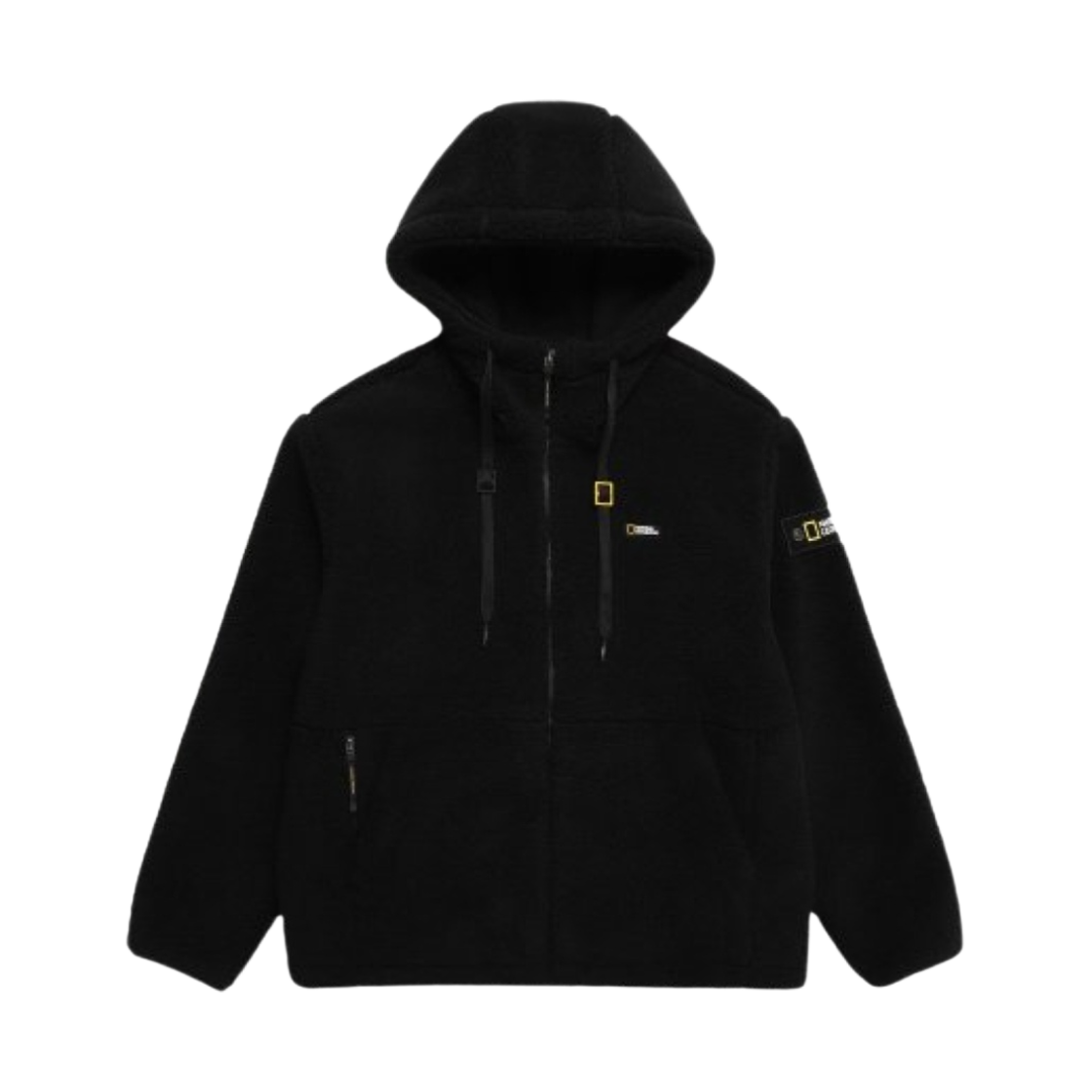N234UFJ910 National Geographic Costoni Fleece Hooded Zip Up Carbon Black