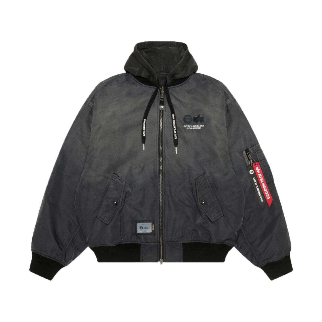 에이프 x 알파 인더스트리 리버시블 패디드 Ma-1 퀼티드 자켓 라이트 블랙 - 25SS(AAPE x Alpha Industries Reversible Padded Ma-1 Quilted Jacket Light Black - 25SS)