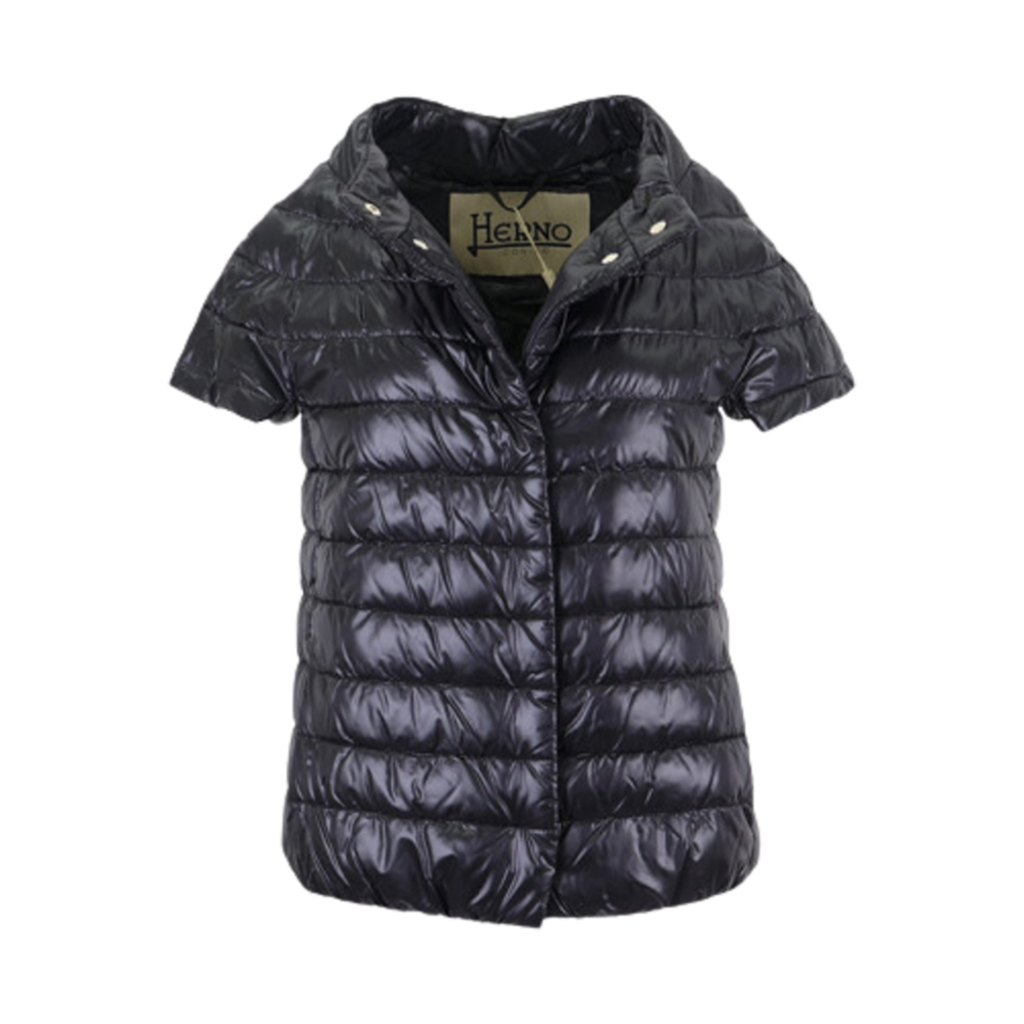 (W) 에르노 숏슬리브 다운 경량 패딩 블랙((W) Herno Short Sleeve Lightweight Down Jacket Black) - 1