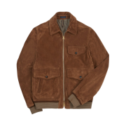 Drake's Heavyweight Suede A-2 Bomber Jacket Tobacco