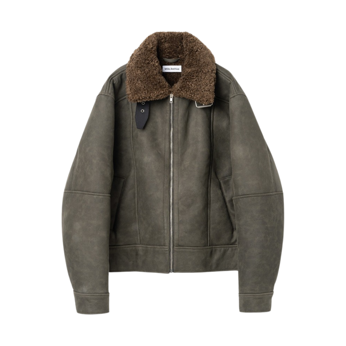 밀로 우먼 빈티지 크랙 시어링 자켓 딥 카키