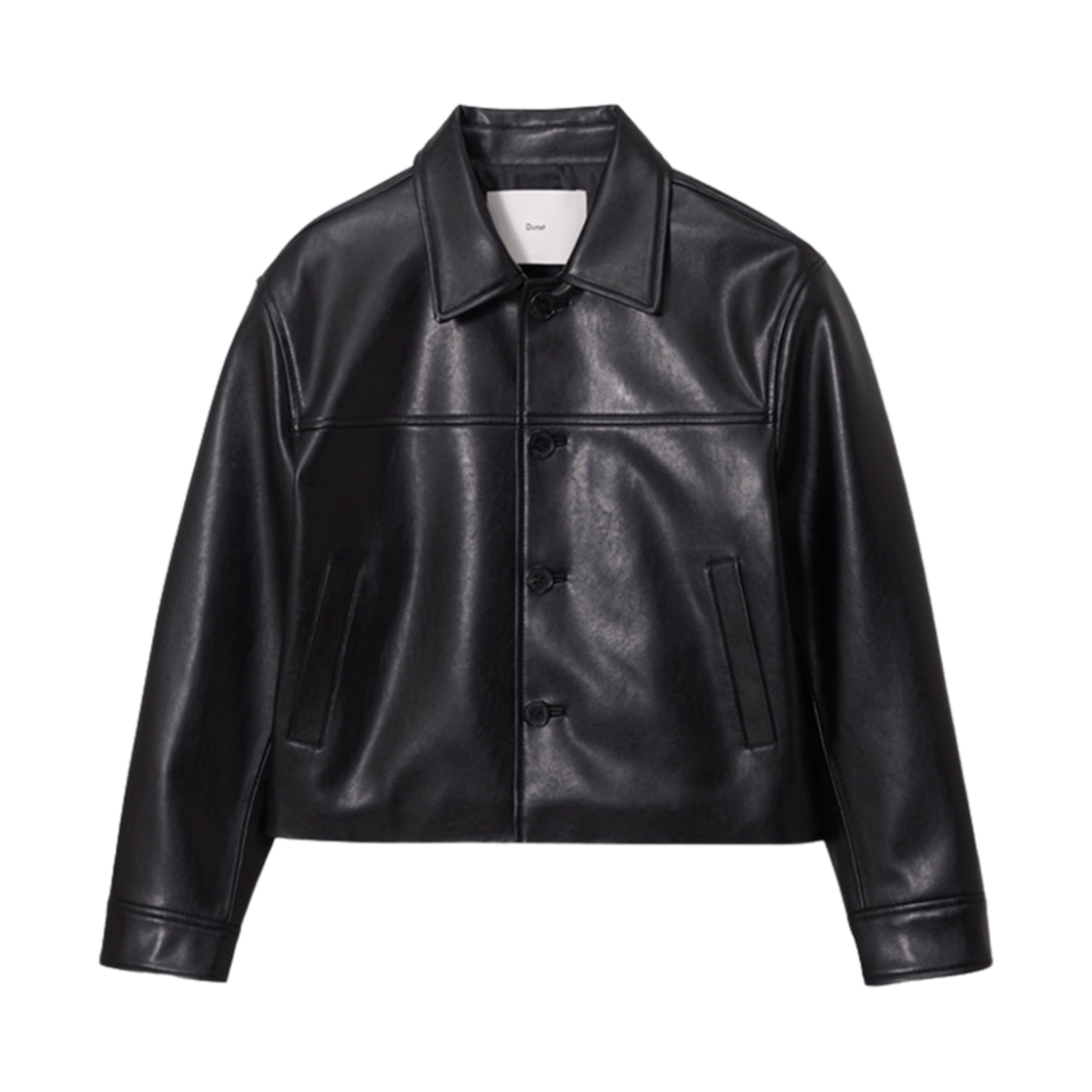 던스트 버튼드 비건 레더 자켓 블랙(Dunst Buttoned Vegan Leather Jacket Black)