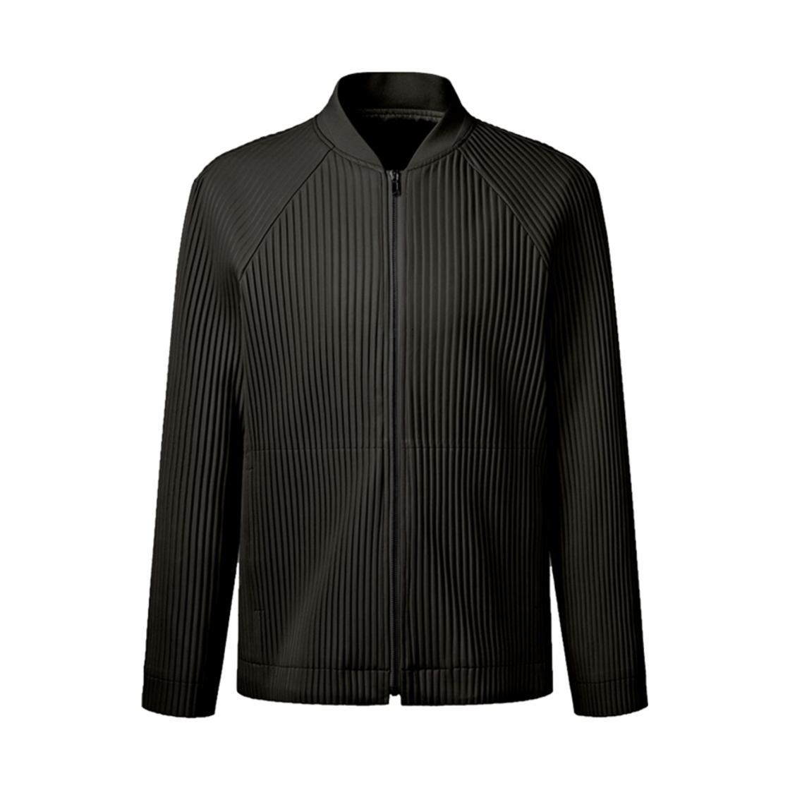 MJA2JBK Monplisse Men Faux Leather Pleats Bomber Jacket Black