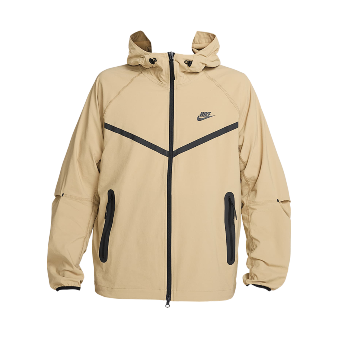 나이키 테크 윈드러너 우븐 풀 집 자켓 파라슈트 베이지 블랙 - 아시아(Nike Tech Windrunner Woven Full Zip Jacket Parachute Beige Black - Asia)