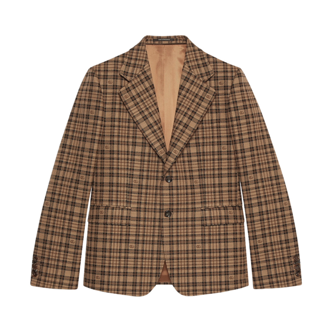 구찌 더블 G 체크 울 자켓 카멜 브라운(Gucci Double G Check Wool Jacket Camel Brown) - 1