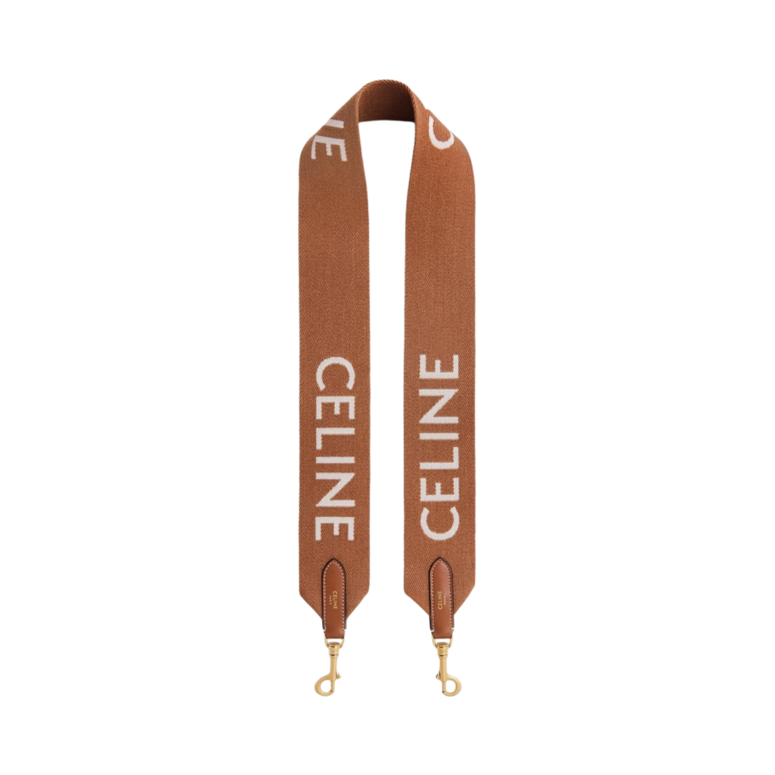 셀린느 롱 울 셀린느 자카드 골드 피니싱 스트랩 탄 화이트(Celine Long Strap in Wool with Celine Jacquard with Gold Finishing Tan White) - 1