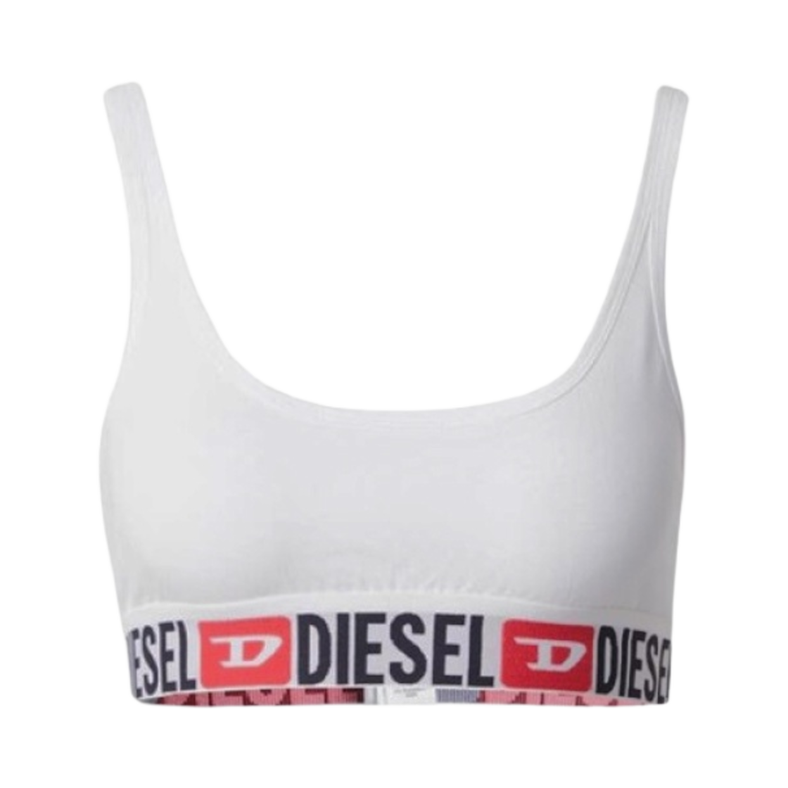 A131220NJAP-100 (W) Diesel Ufsb-Oriba Ribbed Bralette with Logo Band White