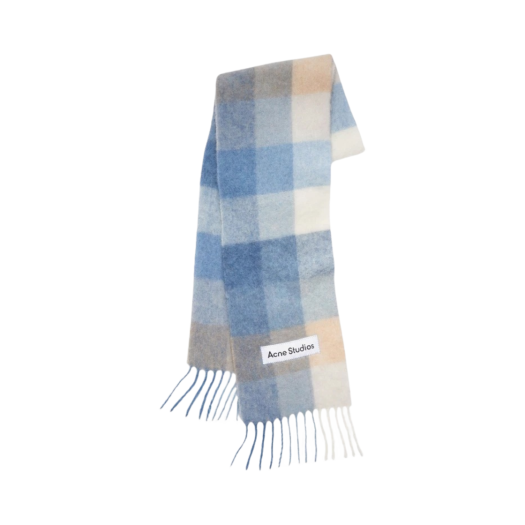 Acne Studios Mohair Check Scarf Pastel Blue Beige