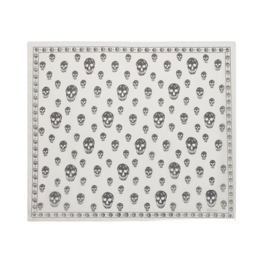 5577173052Q9260 Alexander McQueen Classic Silk Chiffon Skull Scarf White