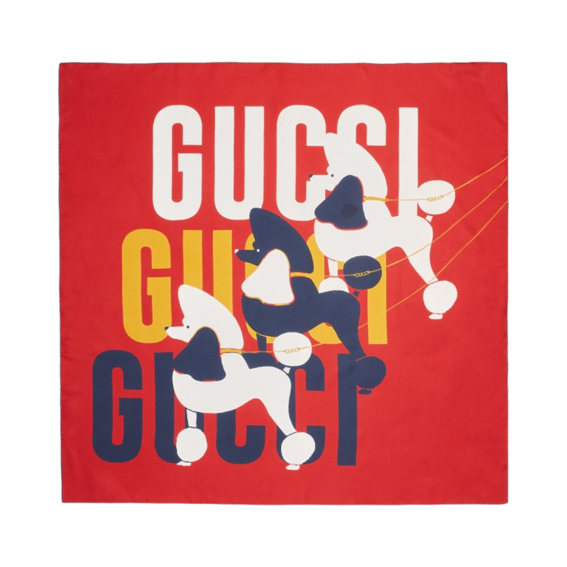 구찌 도그 프린트 실크 트윌 까레 레드 아이보리(Gucci Dog Print Silk Twill Carre Red Ivory) - 1