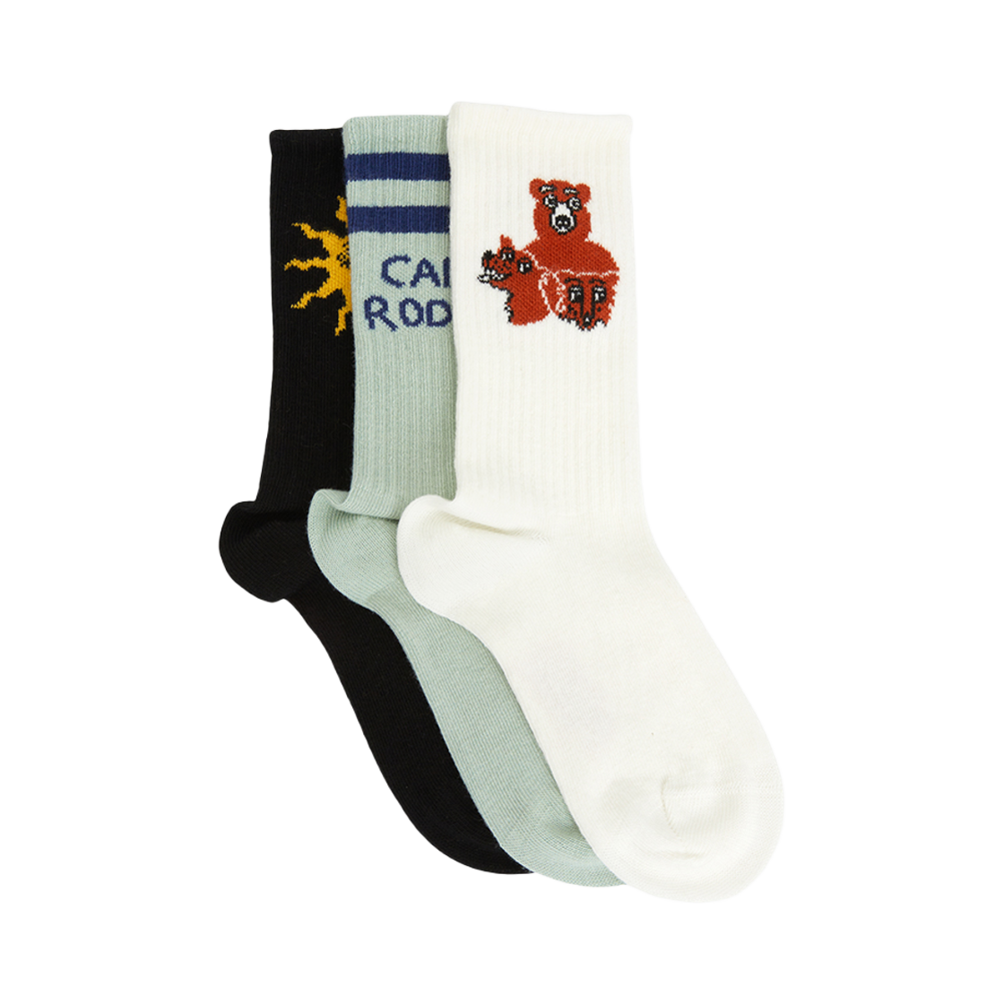 (키즈) 미니 로디니 삭스 화이트 - 3팩((Kids) Mini Rodini Socks White - 3 Pack)