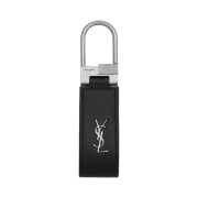 Saint Laurent Tiny Cassandre Keyring in Shiny Leather Black