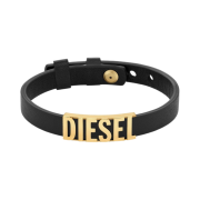 Diesel Dx1440 Leather Stainless Steel Bracelet Black