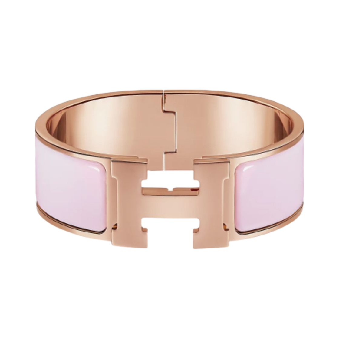 (W) 에르메스 클릭 클락아슈 브레이슬릿 로즈 골드 하드웨어 & 로즈 드라제((W) Hermes Clic Clac H Bracelet Rose Gold & Rose Dragee) - 1