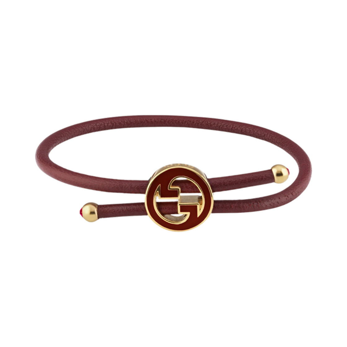(W) 구찌 브레이슬릿 에나멜 라운드 인터로킹 G 로쏘 앙코라 레드((W) Gucci Bracelet with Enamel Round Interlocking G Rosso Ancora Red) - 1