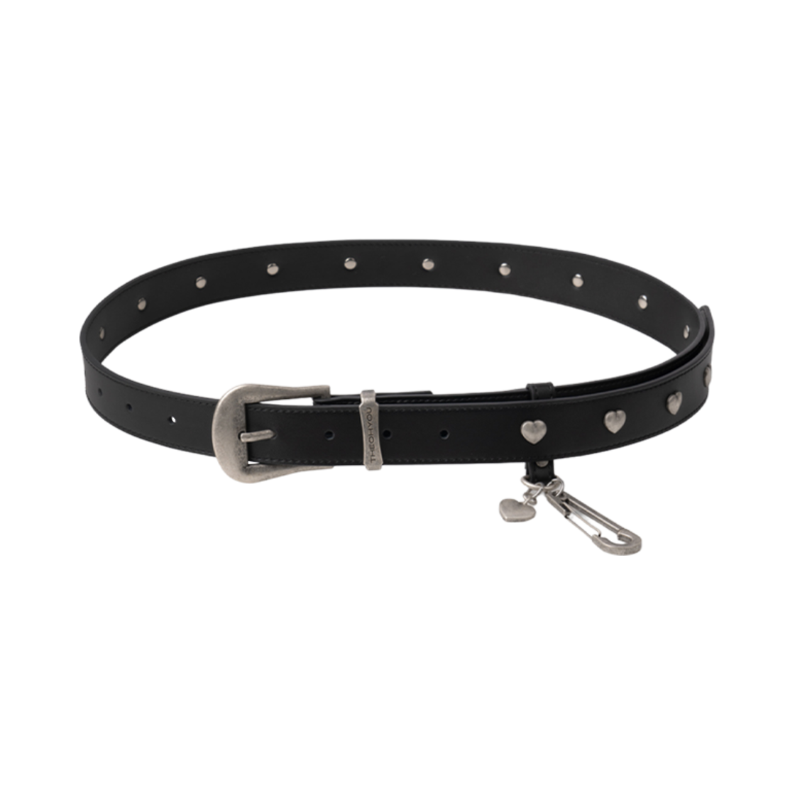 - (W) Theohyou Heart Keyring Real Leather Belt Black