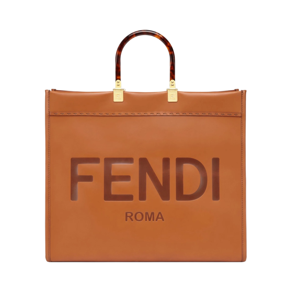 8BH372ABVLF0PWZ Fendi Sunshine Large Leather Shopper Brown