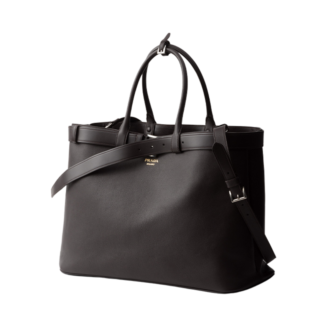 프라다 프라다 버클 레더 백 벨트 다크 브라운(Prada Prada Buckle Leather Bag with Belt Dark Brown) - 2