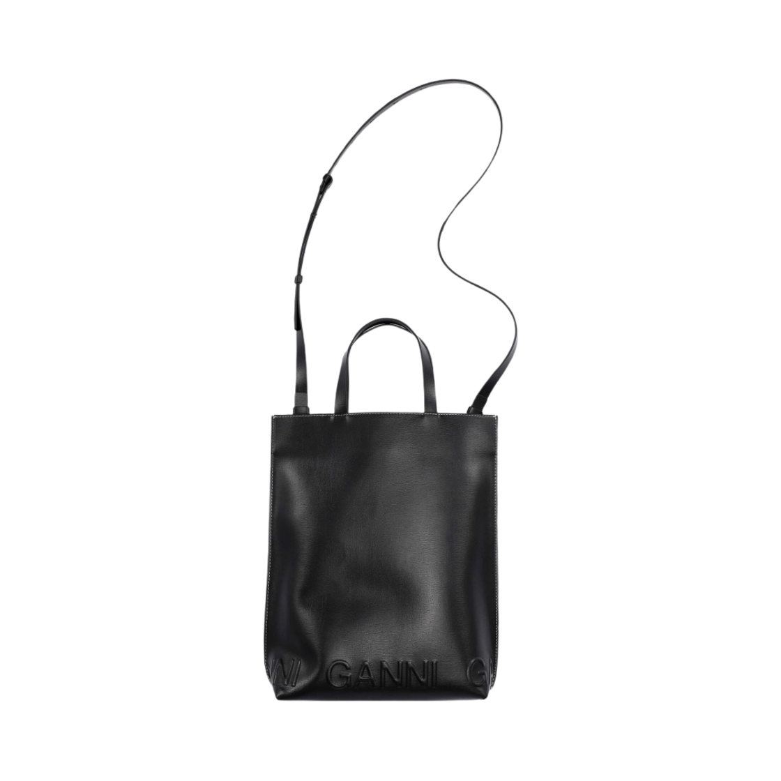 가니 리사이클 레더 미디움 토트 로고백 블랙(Ganni Recycled Leather Medium Tote Logo Bag Black) - 1