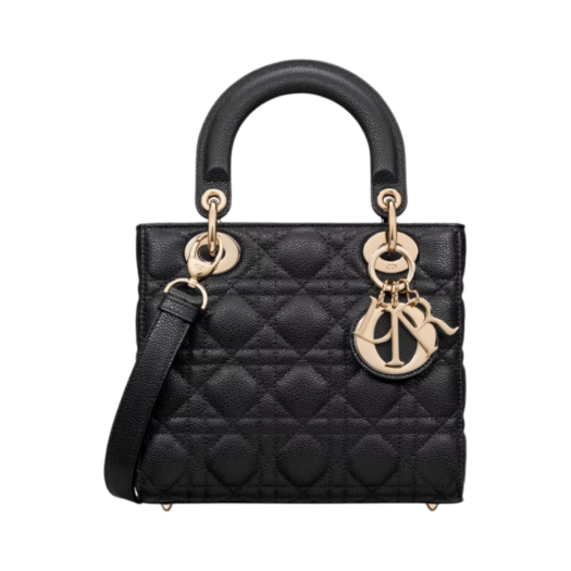 Dior Small Lady Bag Grained Cannage Calfskin Black