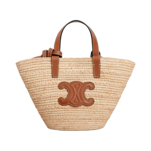 Celine Nano Supple Classic Panier in Raffia and Calfskin Natural Tan