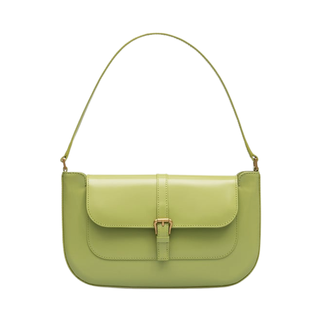 19PFMDASLMWMED By Far Semi Patent Leather Miranda Shoulder Bag Lime