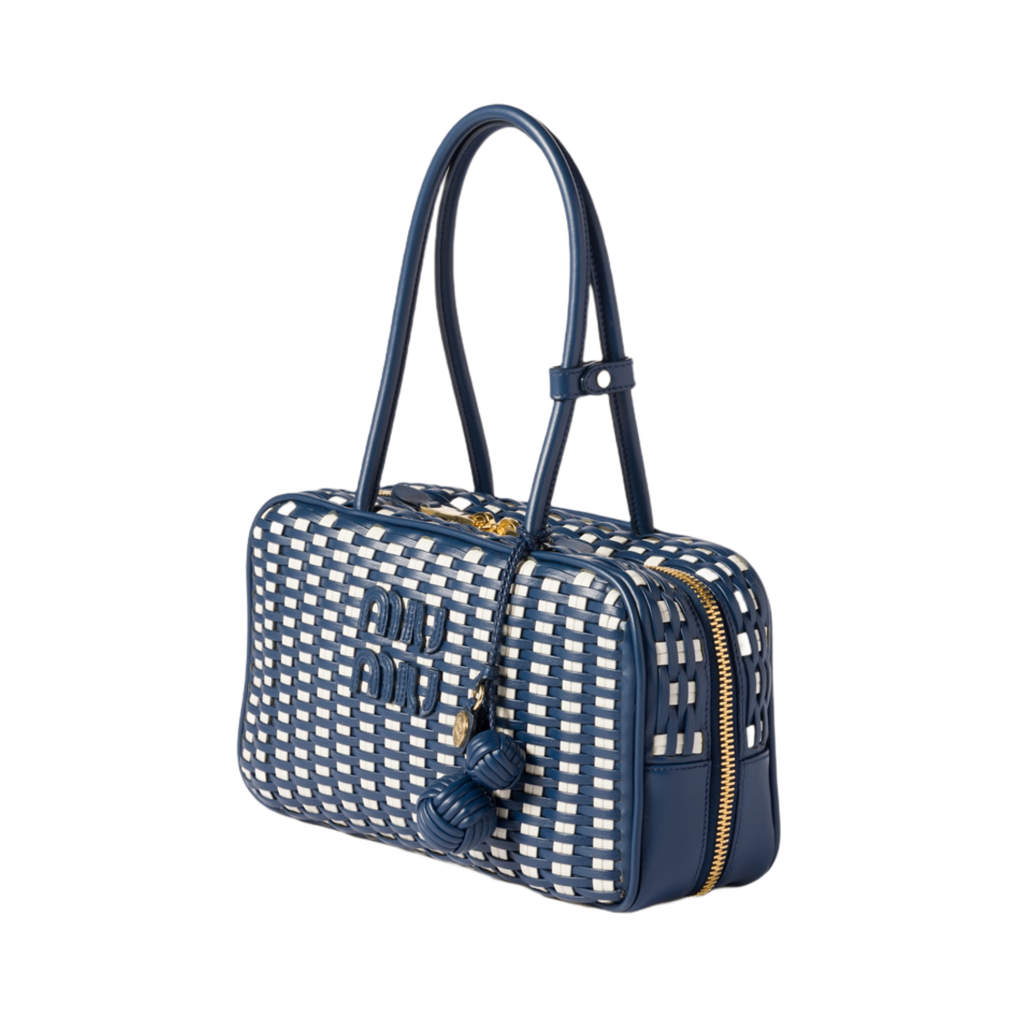 미우 미우 레더 보 백 콘플라워 블루 화이트(Miu Miu Leather Beau Bag Cornflower Blue White) - 3
