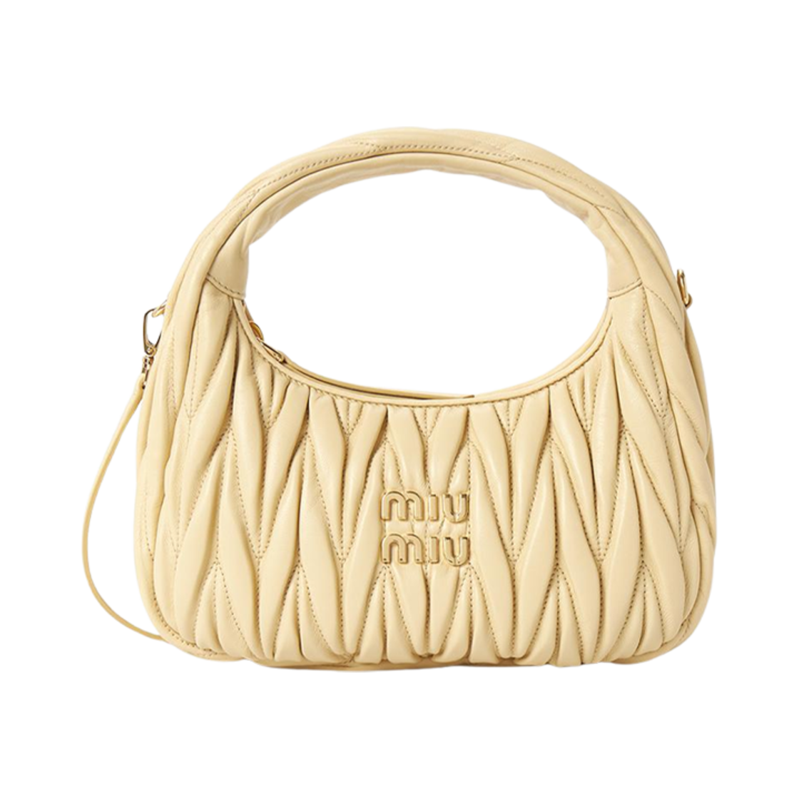 미우 미우 완더 마테라쎄 나파 레더 스몰 호보백 소이 그린(Miu Miu Wander Matelasse Nappa Leather Small Hobo Bag Soy Green) - 1