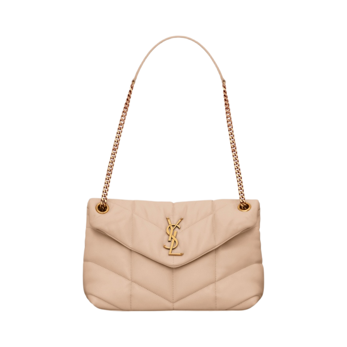 생로랑 퍼퍼 스몰 체인 백 퀼티드 램스킨 다크 베이지(Saint Laurent Puffer Small Chain Bag In Quilted Lambskin Dark Beige) - 1
