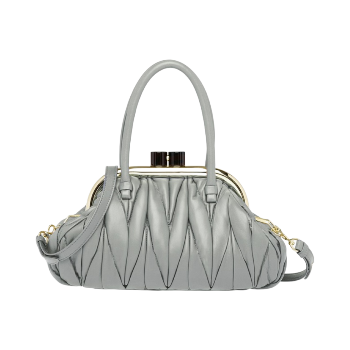 미우 미우 마테라쎄 나파 가죽 미우 벨 핸드백 마블 그레이(Miu Miu Matelasse Nappa Leather Miu Belle Handbag Marble Grey) - 2