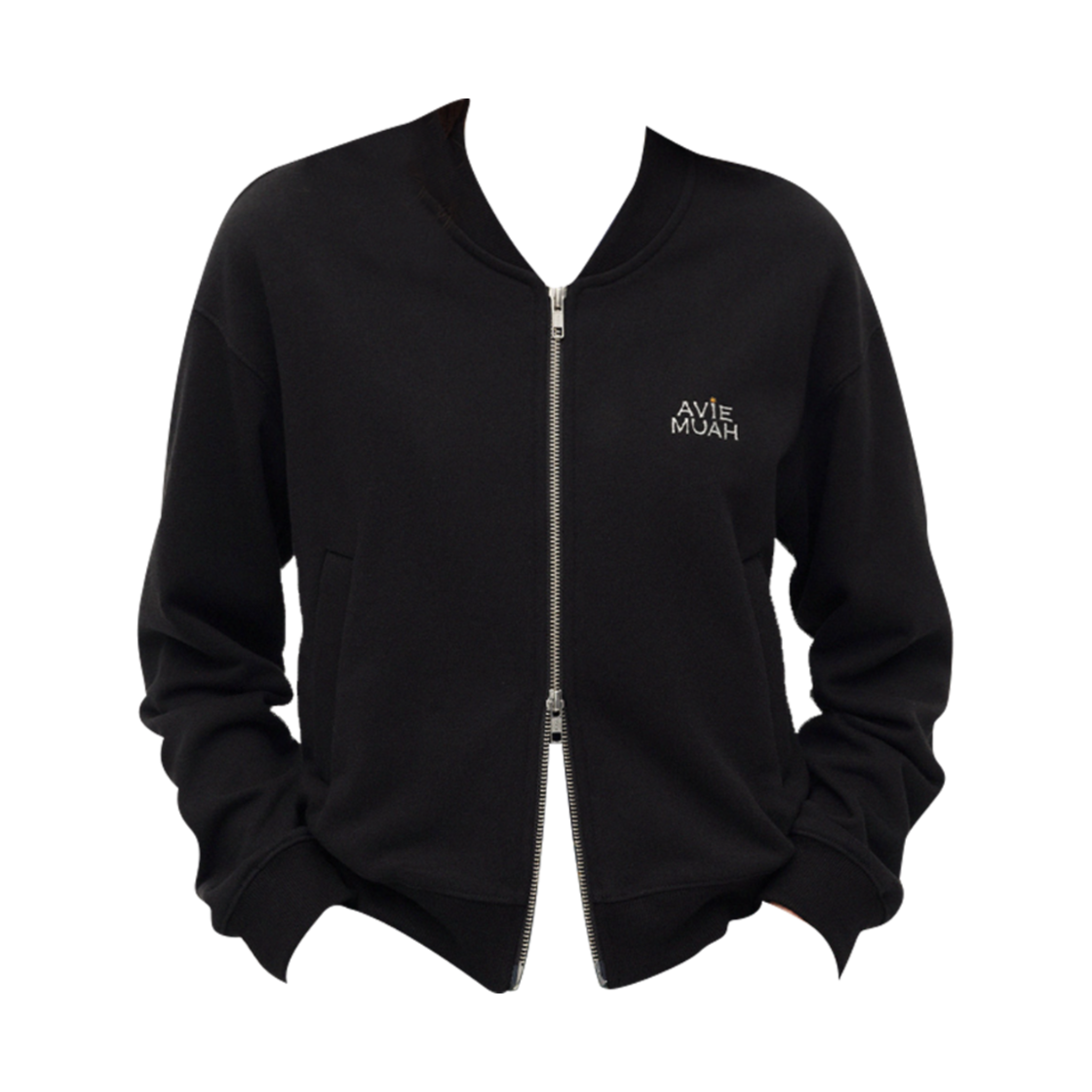 - Aviemuah Zip-Up Jersey Jacket Black
