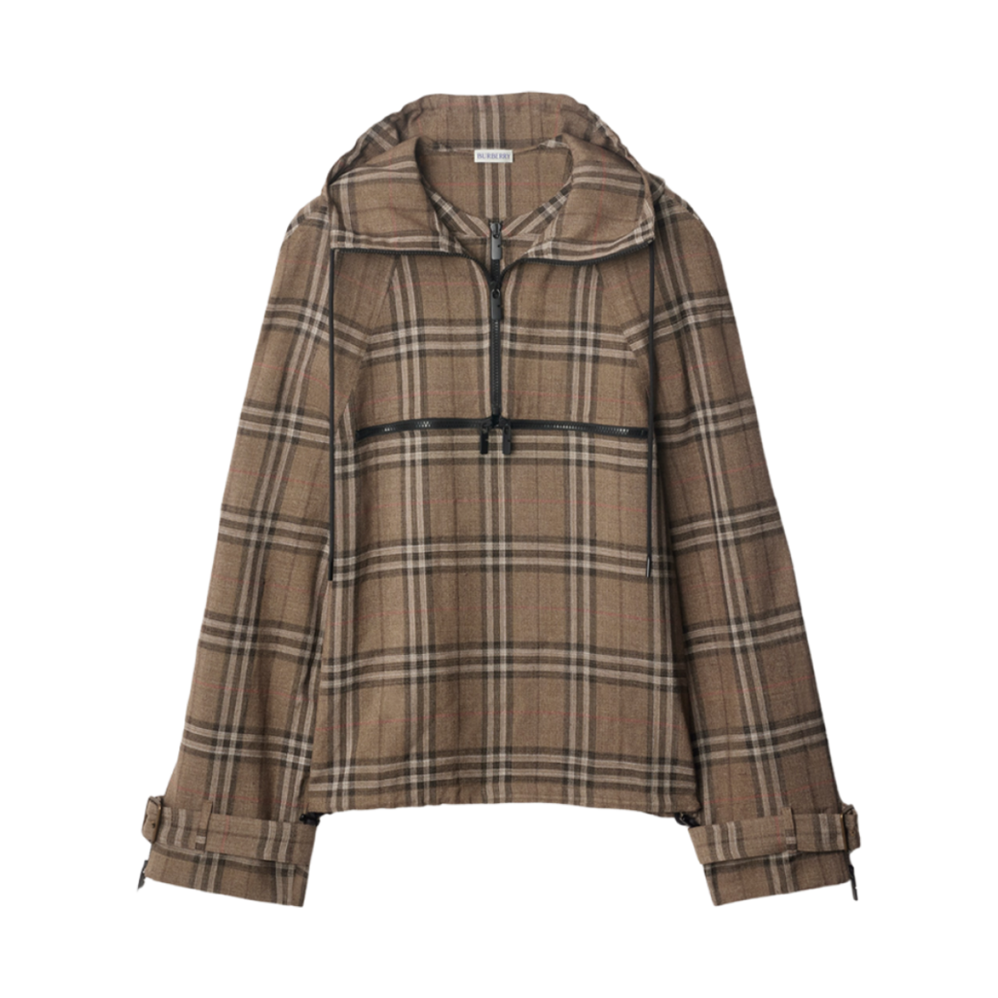 8108324 Burberry Check Silk Blend Half Zip Jacket Brush
