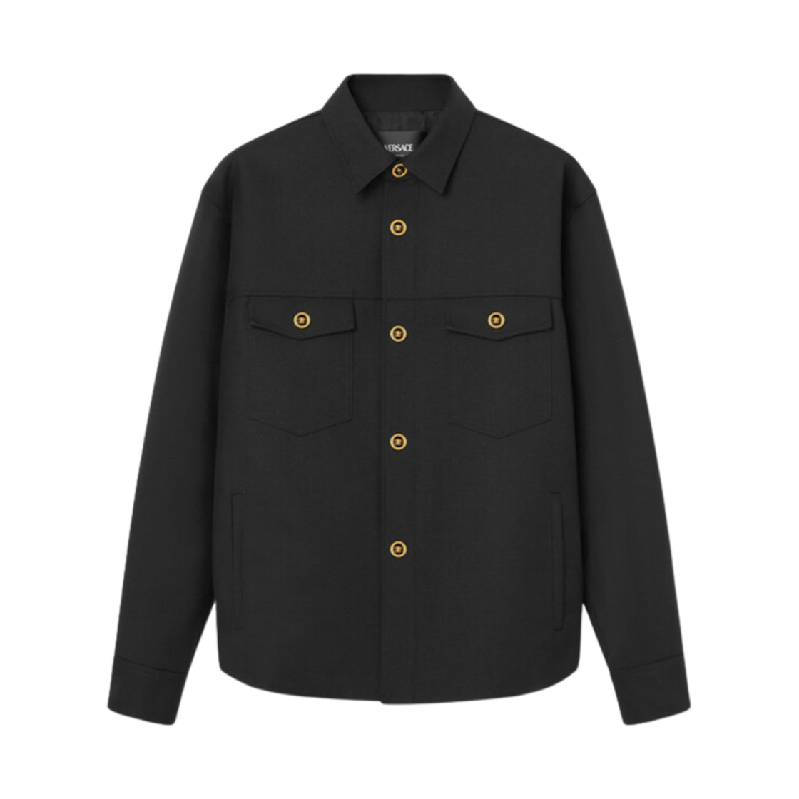 1018867-1A08771-1B000 Versace Cavalry Wool Overshirt Black