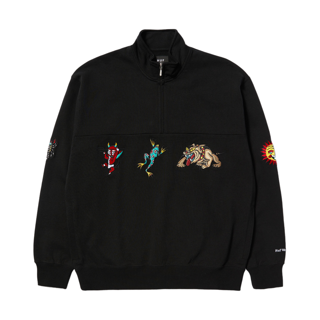 HC4UHJU01_bk HUF BLEDSOE Quarter Zip Fleece Black