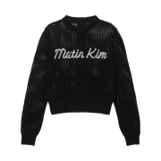 (W) Matin Kim Back Logo Jacquard Knit Zip Up Black