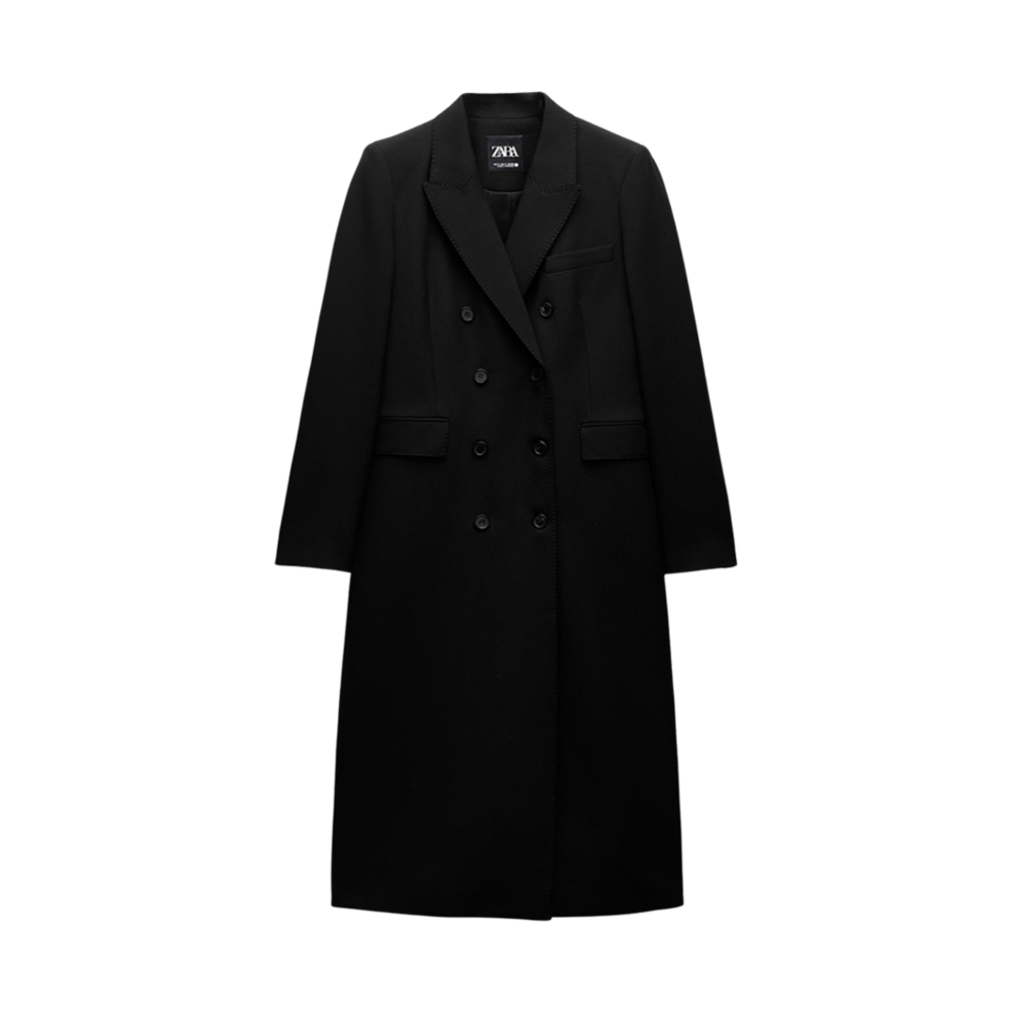 (W) 자라 ZW 컬렉션 더블 브레스트 코트 블랙((W) Zara ZW Collection Double Breast Coat Black) - 1