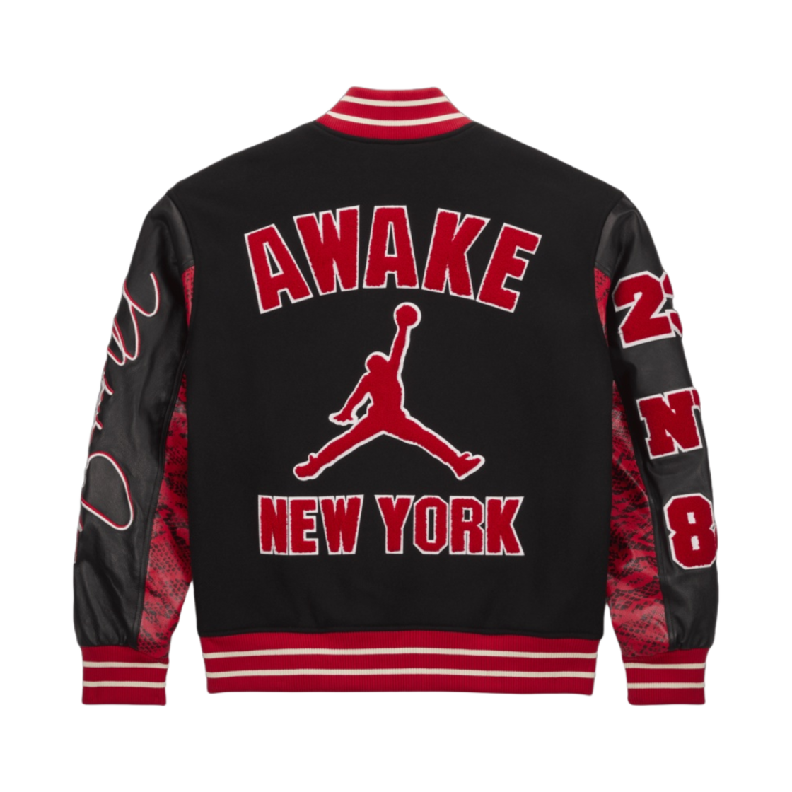 FQ5439-657 Jordan x Awake NY Varsity Jacket University Red (FQ5439-657) - 대표 이미지 #1