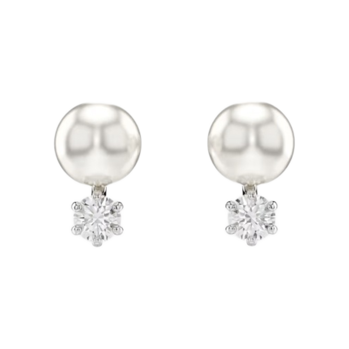(W) 스와로브스키 매트릭스 스터드 이어링 화이트 로듐 플래팅((W) Swarovski Matrix Stud Earrings White Rhodium Plated)