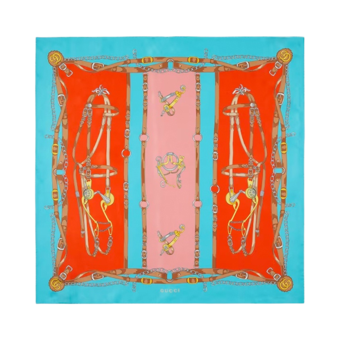 (W) 구찌 하네스 더블 G 프린트 스카프 터콰이즈((W) Gucci Harness with Double G Print Scarf Turquoise) - 1