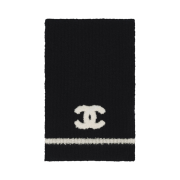 (W) Chanel Muffler Cashmere & Black White