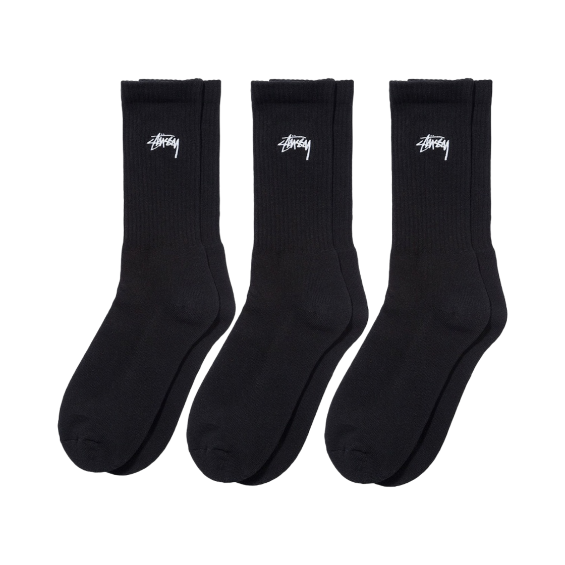 스투시 스몰 스탁 크루 삭스 블랙 (3개입)(Stussy Small Stock Crew Socks Black (3 Pack))