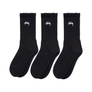 Stussy Small Stock Crew Socks Black (3 Pack)